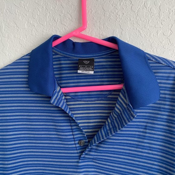 Nike Dri Fit Blue Striped Cotton Golf Polo - Picture 3 of 5